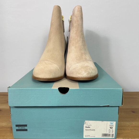 New TOMS Sadie Wedge Boots in Sand Suede Women's Size 10 - Picture 3 of 8
